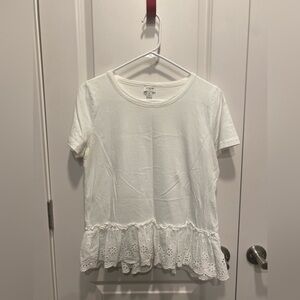 J. Crew Women’s Cream Short Sleeve Top with Eyelet Detail
